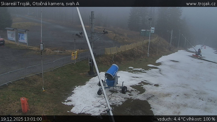 Skiareál Troják - Otočná kamera, svah A - 19.12.2025 v 13:01