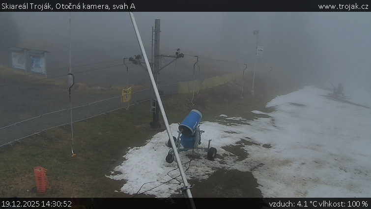 Skiareál Troják - Otočná kamera, svah A - 19.12.2025 v 14:30
