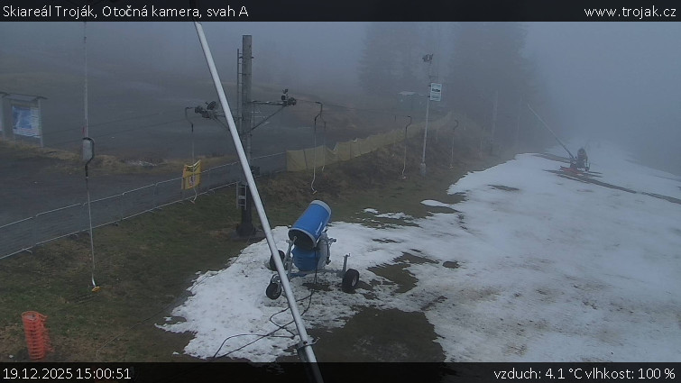 Skiareál Troják - Otočná kamera, svah A - 19.12.2025 v 15:00