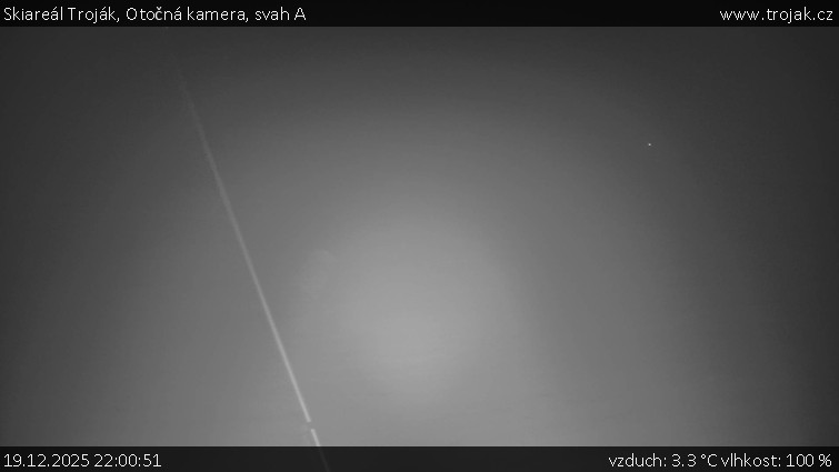 Skiareál Troják - Otočná kamera, svah A - 19.12.2025 v 22:00