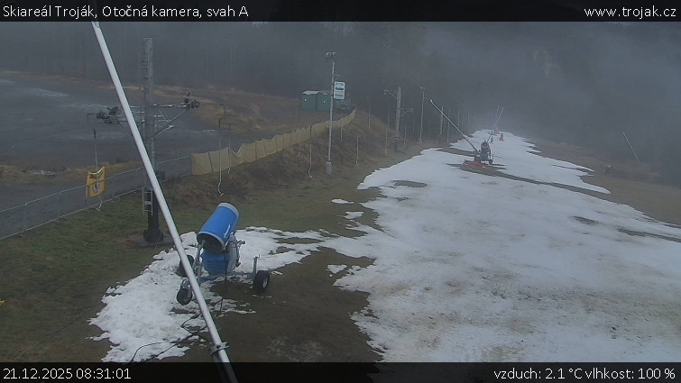 Skiareál Troják - Otočná kamera, svah A - 21.12.2025 v 08:31