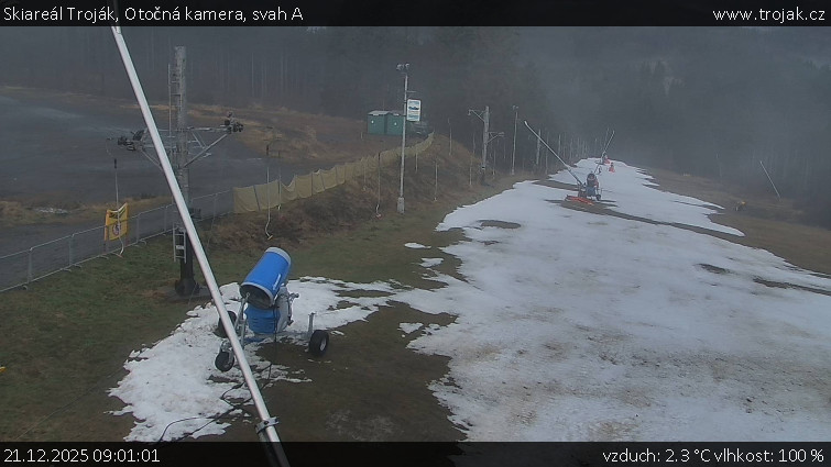 Skiareál Troják - Otočná kamera, svah A - 21.12.2025 v 09:01