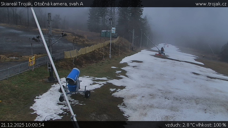 Skiareál Troják - Otočná kamera, svah A - 21.12.2025 v 10:00