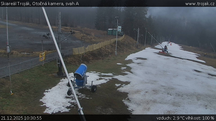Skiareál Troják - Otočná kamera, svah A - 21.12.2025 v 10:30