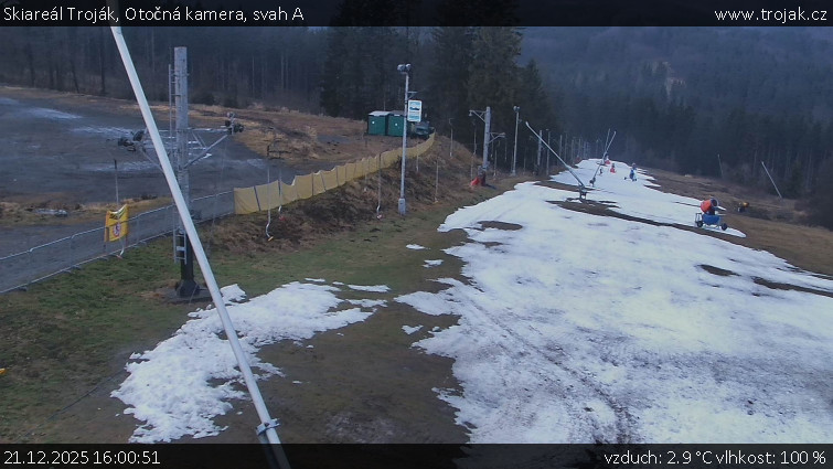 Skiareál Troják - Otočná kamera, svah A - 21.12.2025 v 16:00