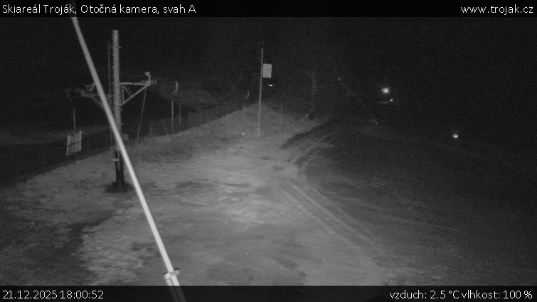 Skiareál Troják - Otočná kamera, svah A - 21.12.2025 v 18:00