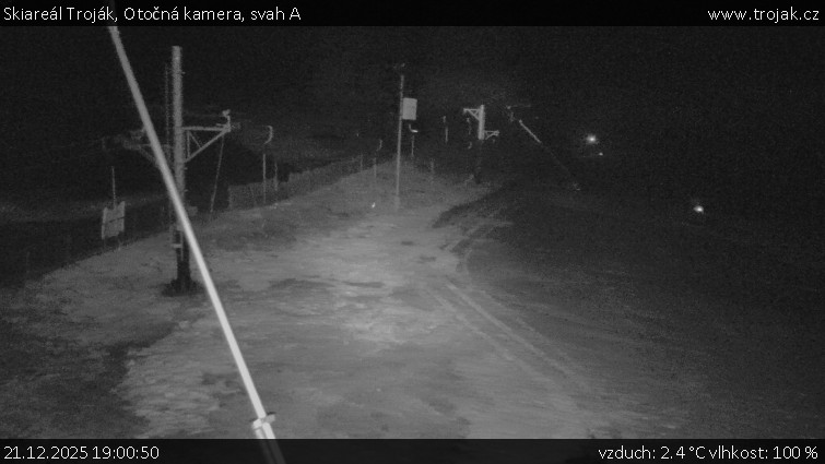 Skiareál Troják - Otočná kamera, svah A - 21.12.2025 v 19:00