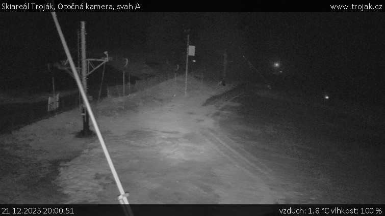 Skiareál Troják - Otočná kamera, svah A - 21.12.2025 v 20:00
