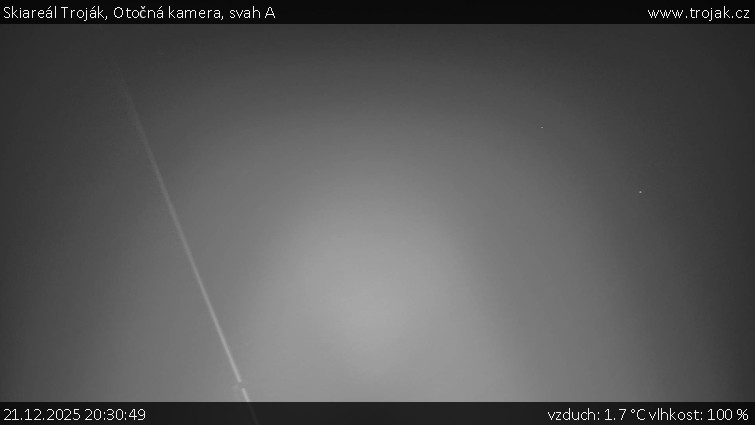 Skiareál Troják - Otočná kamera, svah A - 21.12.2025 v 20:30