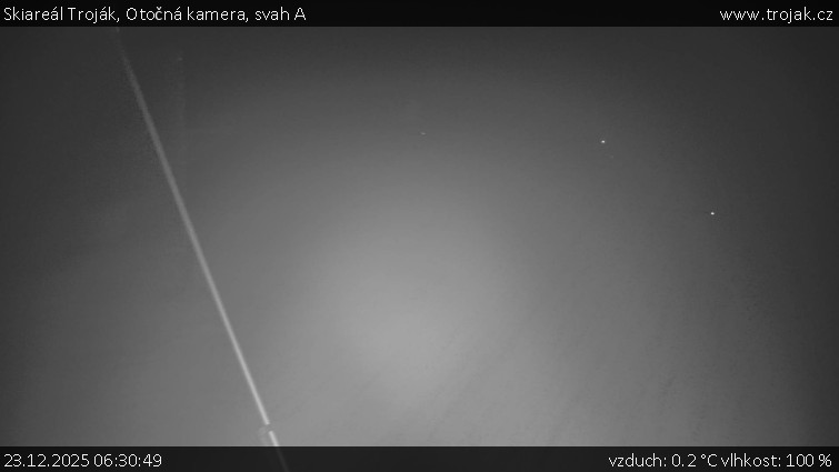 Skiareál Troják - Otočná kamera, svah A - 23.12.2025 v 06:30