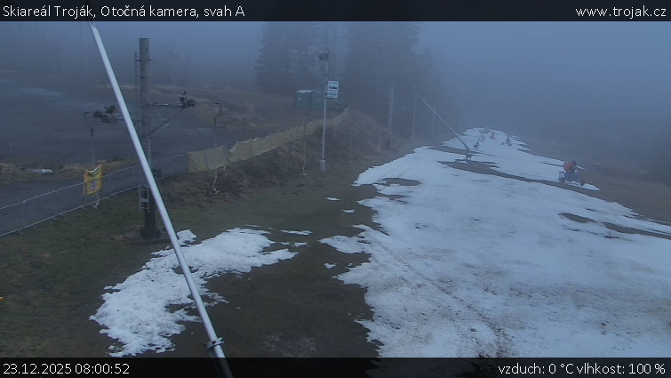 Skiareál Troják - Otočná kamera, svah A - 23.12.2025 v 08:00