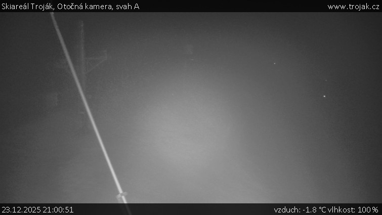 Skiareál Troják - Otočná kamera, svah A - 23.12.2025 v 21:00