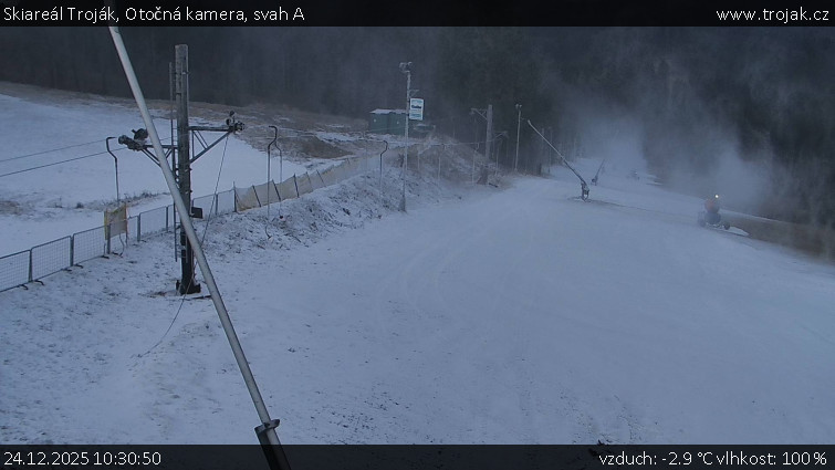 Skiareál Troják - Otočná kamera, svah A - 24.12.2025 v 10:30