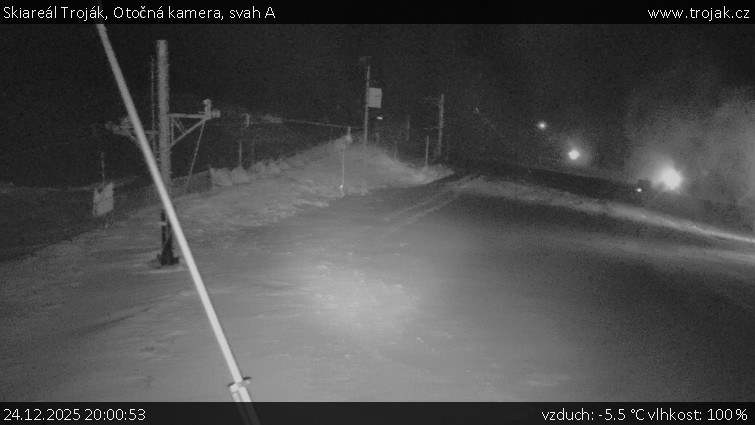 Skiareál Troják - Otočná kamera, svah A - 24.12.2025 v 20:00