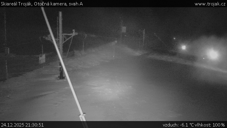 Skiareál Troják - Otočná kamera, svah A - 24.12.2025 v 21:30