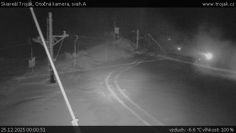 Skiareál Troják - Otočná kamera, svah A - 25.12.2025 v 00:00