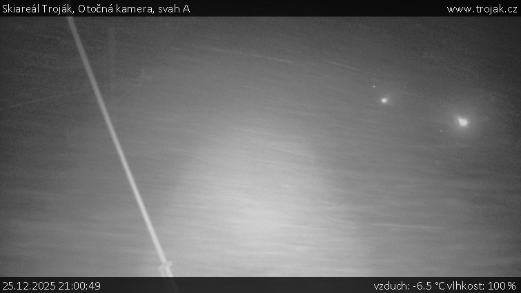 Skiareál Troják - Otočná kamera, svah A - 25.12.2025 v 21:00
