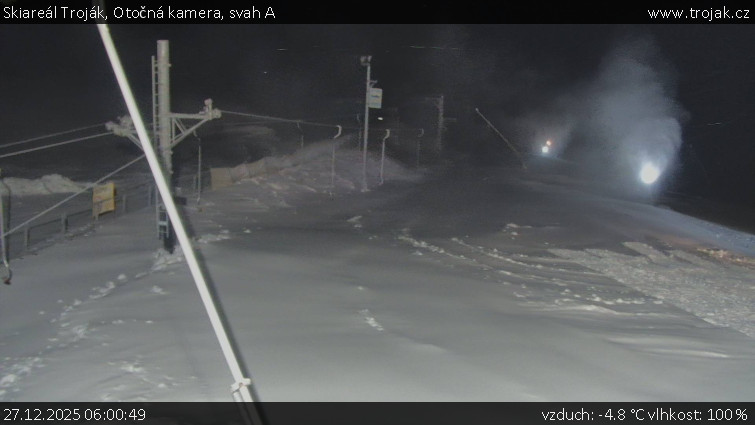 Skiareál Troják - Otočná kamera, svah A - 27.12.2025 v 06:00