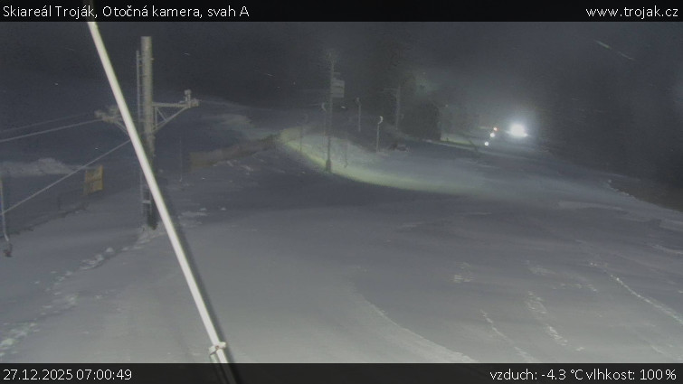 Skiareál Troják - Otočná kamera, svah A - 27.12.2025 v 07:00