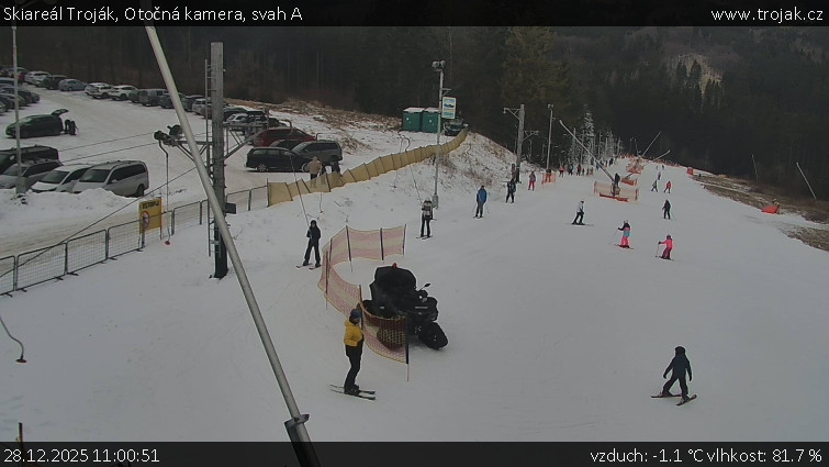 Skiareál Troják - Otočná kamera, svah A - 28.12.2025 v 11:00