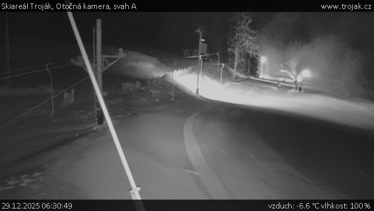 Skiareál Troják - Otočná kamera, svah A - 29.12.2025 v 06:30