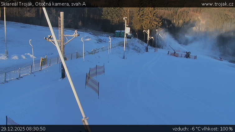 Skiareál Troják - Otočná kamera, svah A - 29.12.2025 v 08:30