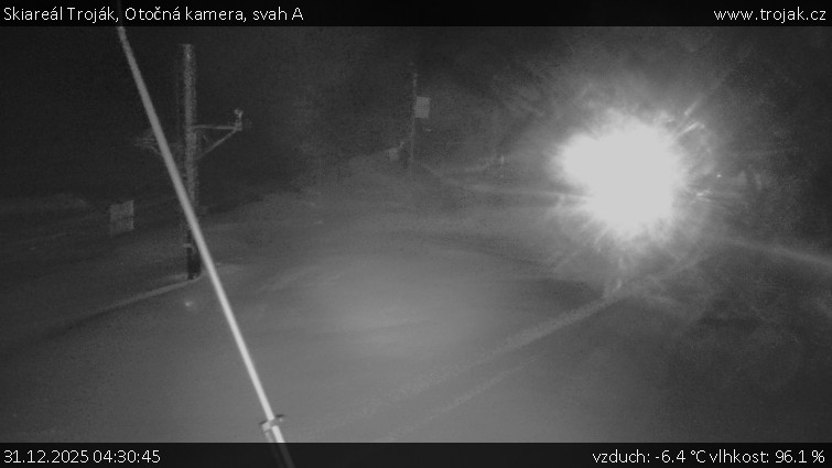 Skiareál Troják - Otočná kamera, svah A - 31.12.2025 v 04:30