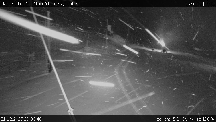 Skiareál Troják - Otočná kamera, svah A - 31.12.2025 v 20:30