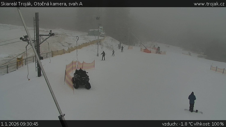 Skiareál Troják - Otočná kamera, svah A - 1.1.2026 v 09:30