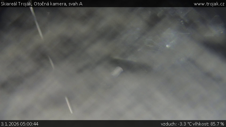 Skiareál Troják - Otočná kamera, svah A - 3.1.2026 v 05:00