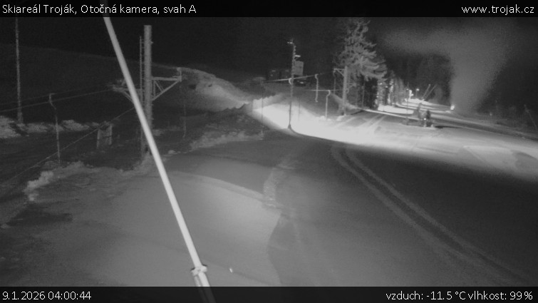 Skiareál Troják - Otočná kamera, svah A - 9.1.2026 v 04:00