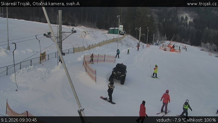 Skiareál Troják - Otočná kamera, svah A - 9.1.2026 v 09:30