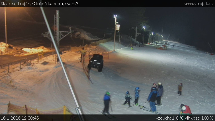 Skiareál Troják - Otočná kamera, svah A - 16.1.2026 v 19:30