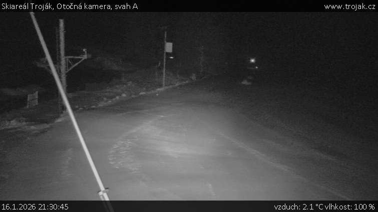 Skiareál Troják - Otočná kamera, svah A - 16.1.2026 v 21:30
