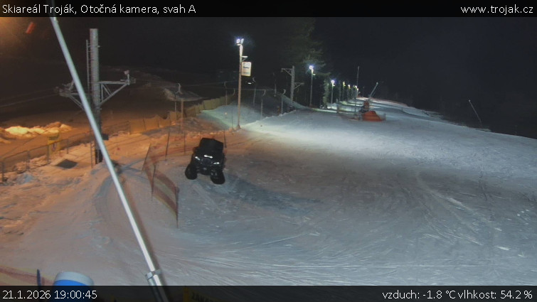 Skiareál Troják - Otočná kamera, svah A - 21.1.2026 v 19:00