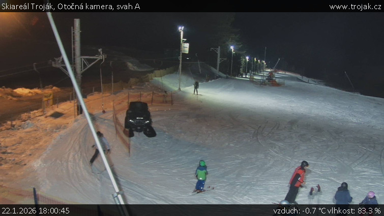 Skiareál Troják - Otočná kamera, svah A - 22.1.2026 v 18:00