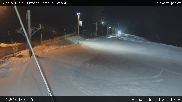 Skiareál Troják - Otočná kamera, svah A - 26.1.2026 v 17:30
