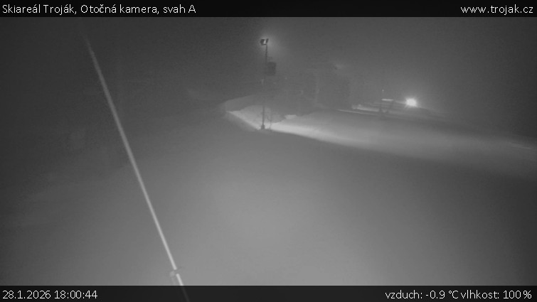 Skiareál Troják - Otočná kamera, svah A - 28.1.2026 v 18:00