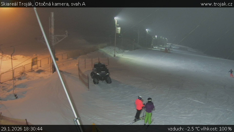 Skiareál Troják - Otočná kamera, svah A - 29.1.2026 v 18:30