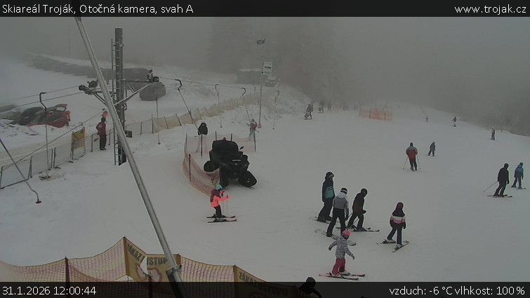 Skiareál Troják - Otočná kamera, svah A - 31.1.2026 v 12:00