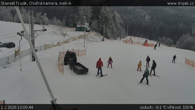 Skiareál Troják - Otočná kamera, svah A - 1.2.2026 v 13:00