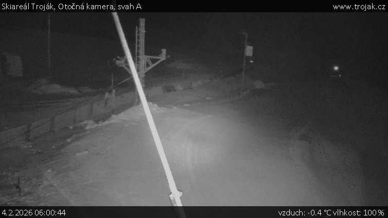 Skiareál Troják - Otočná kamera, svah A - 4.2.2026 v 06:00