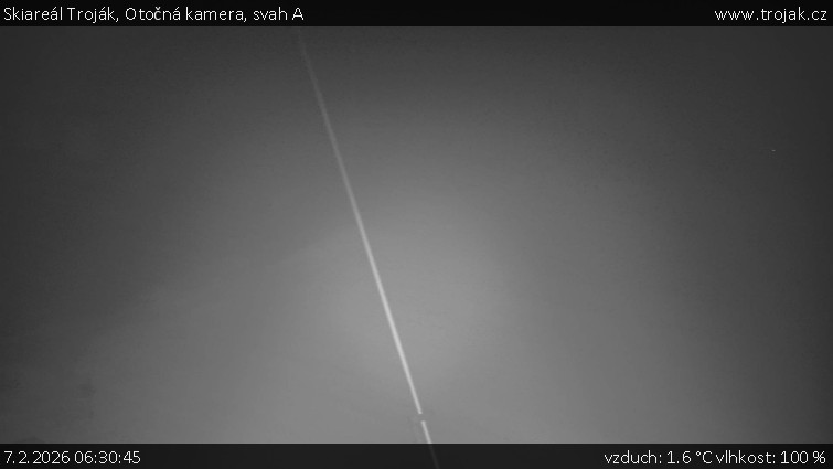Skiareál Troják - Otočná kamera, svah A - 7.2.2026 v 06:30
