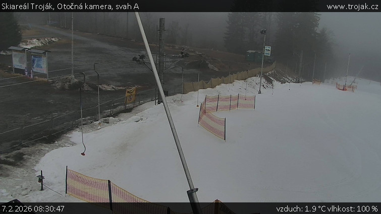 Skiareál Troják - Otočná kamera, svah A - 7.2.2026 v 08:30