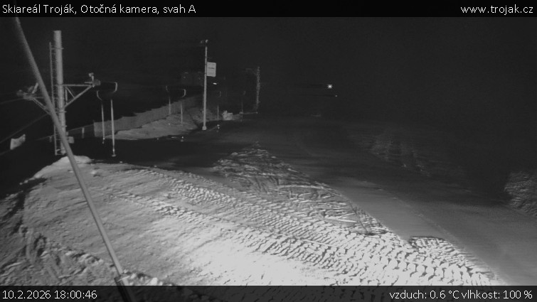 Skiareál Troják - Otočná kamera, svah A - 10.2.2026 v 18:00