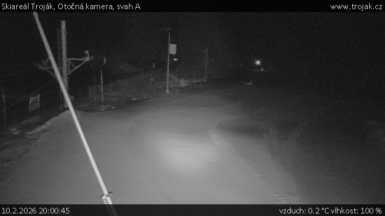 Skiareál Troják - Otočná kamera, svah A - 10.2.2026 v 20:00