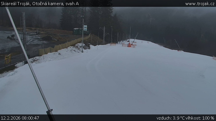Skiareál Troják - Otočná kamera, svah A - 12.2.2026 v 08:00