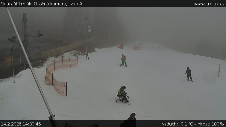 Skiareál Troják - Otočná kamera, svah A - 14.2.2026 v 14:30