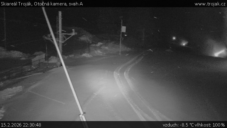 Skiareál Troják - Otočná kamera, svah A - 15.2.2026 v 22:30