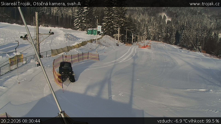 Skiareál Troják - Otočná kamera, svah A - 20.2.2026 v 08:30